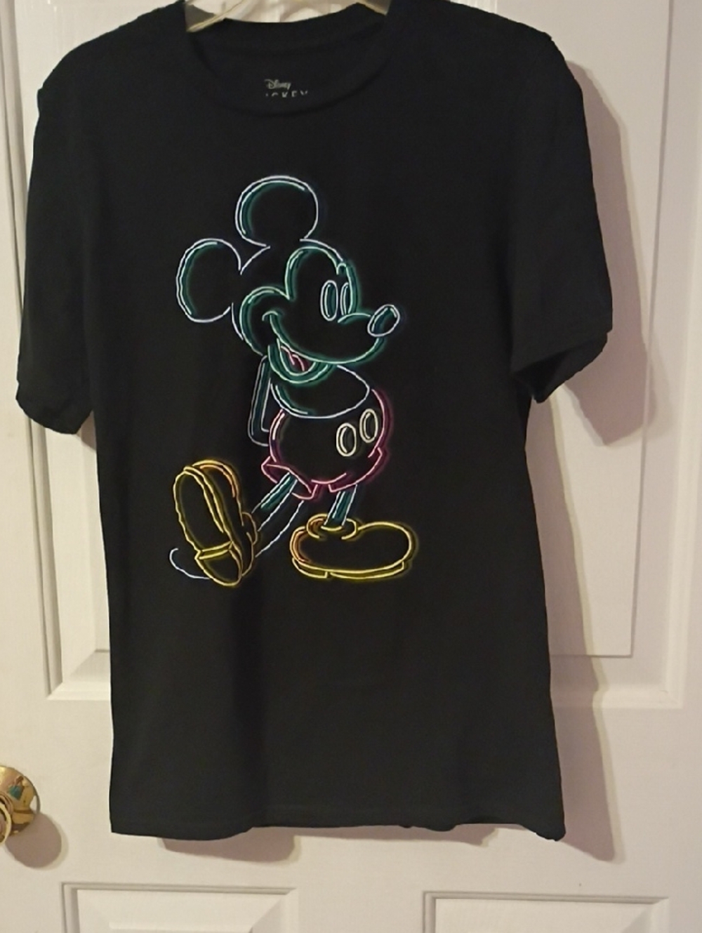 Disney Women's Small Black Neon Mickey Mouse Graphic Tee